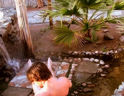 Cooling Down with His Uncut Cock