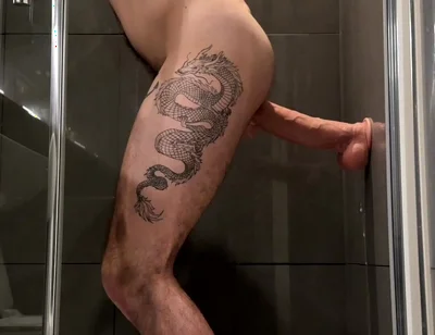 Hungry Locked Bottom Playing with Huge 10 Inches Monster Dildo