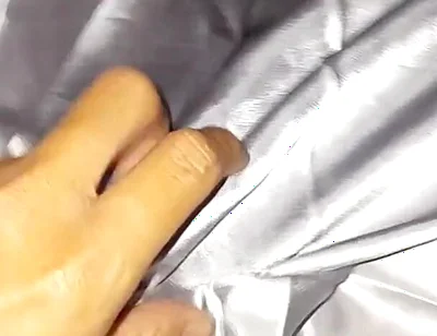 Masturbating Wearing Silver Satin Long Dress in Car
