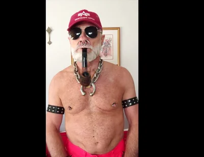 Stepdad Smoking His Pipe in Hi Viz Gear