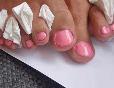 I'm Polishing My Feet and Finger Nails in Pink
