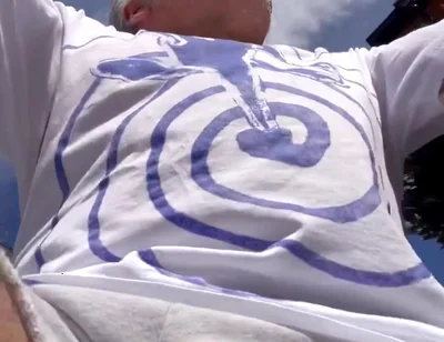 He's just riding his bike in a sweatshirt and no underwear...