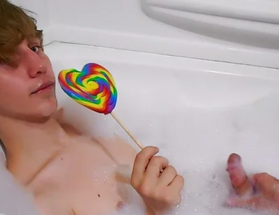 Age play handjob in the bathtub