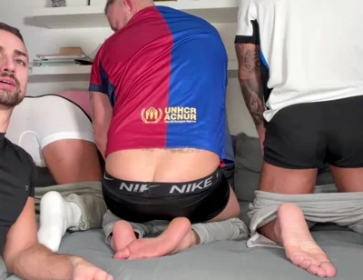 Foot Worship, Ball & Armpit Sniffing & Ass Worship with 3 Alpha Males