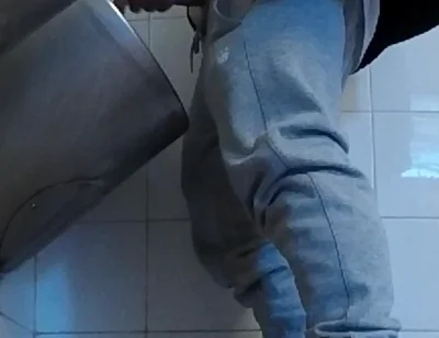 Amateur Boys in Sneakers Wank and Try Handjob in Public Toilets' Urinal