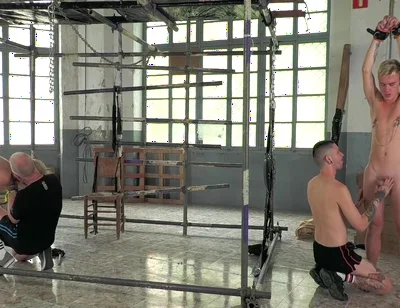 Dom Stepdaddy Uses Two Twinks : Master Kane Bounds And Torments Two Blonds - Sebastian Kane, Jan Blatnik And Mitch Schif
