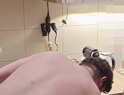 Straight Curious Guy Steven First Time Getting Fucked Bareback After Mutual Blowjob in the Kitchen