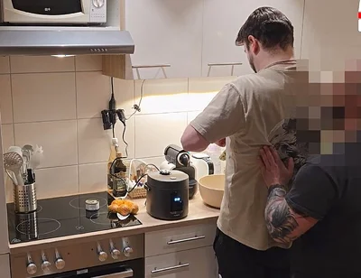 Straight Curious Guy Steven First Time Getting Fucked Bareback After Mutual Blowjob in the Kitchen