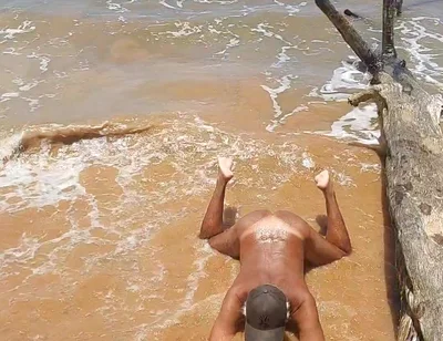 Naked Ladysilva on the Beach Showing off Her Tanned Hot Ass with Sexy Mark