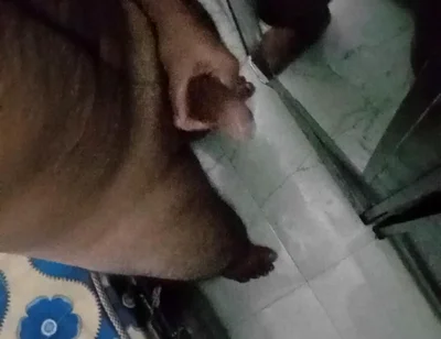 Oiling my big dick in the bedroom and masturbating Infront of mirror