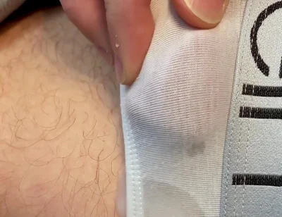 Frenulum Orgasm and Cum by Rubbing My Dick Through My Briefs