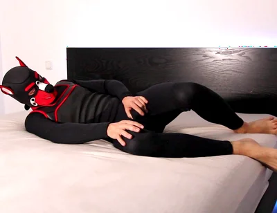 Horny Neoprene Puppy Humping and Teasing Himself