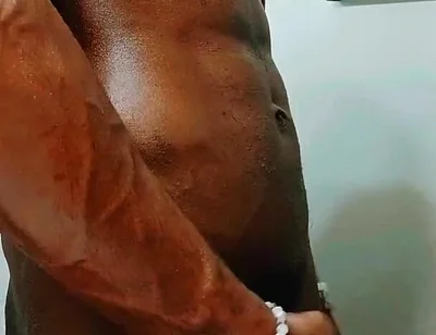 Oiling up My Big Black Cock