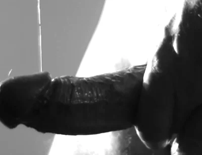 Stroking Hard Cock in Black and White with Lots of Cum