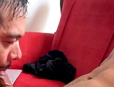 Relaxing in the Living Room While I Get a Blowjob