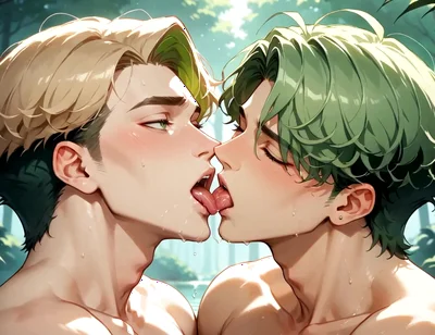 Green-haired Forest Muscles: Gay Cum Shot
