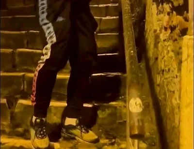 Amateur Boy Catches His Friend Pissing in the Street and Touches His Cock