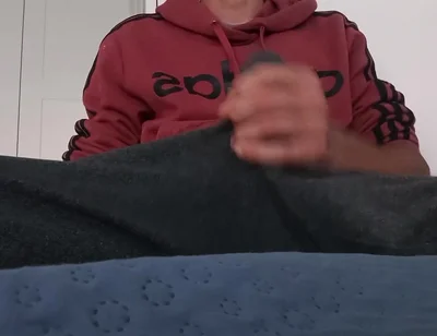 The Dude Can't Stop Jerking off That Big Dick and Holds the Cumshot in the Next Video