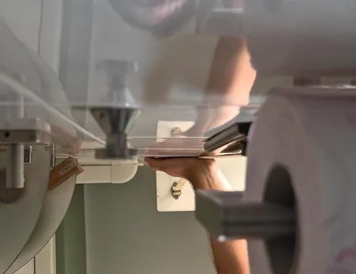 POV Muscular Bear Jerks off in the Toilet.