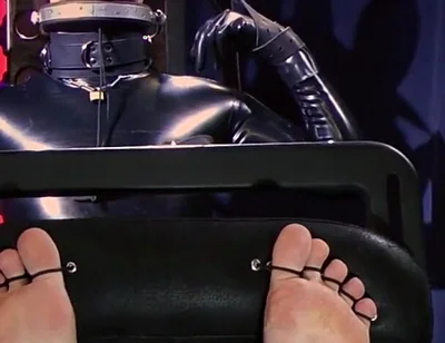 Rikki as Mickey Mouse Latex Suit, Foot Tickling Machine & Unique Tools Experiment