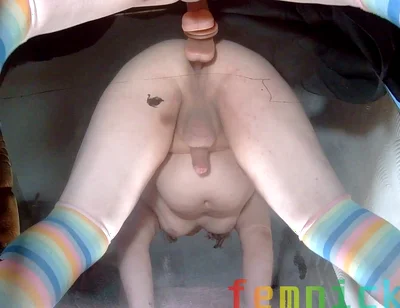 Fat Sissy Femboy Playing with His Little Toy