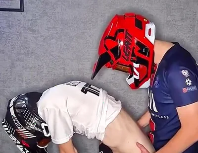 Guy in Mxhelmet and Nike Tn Sneakers Fucks Another Guy