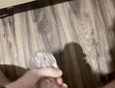 Horny Twink Needed a Release. Big Cumshot, Fucking a Flashlight, Intensive Masturbation. POV 4K Full HD