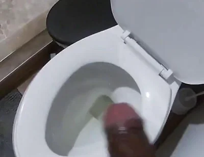 Stroking My BBC Peeing in the Toilet POV