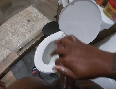 Stroking My BBC Peeing in the Toilet POV
