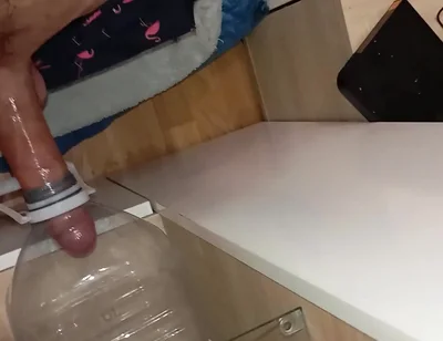 The Stud with the Big Cock Is Eager to Fuck an Ass, Cumshot in the Mouth of the Bottle!