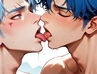 Blue-haired Muscle Orgy in a Snowy Cave! Gay XXX Porn!