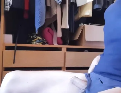 Jerking off Sitting on a Chair in a Dressing Room