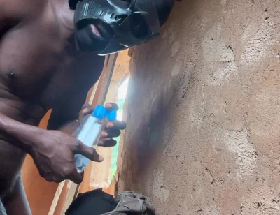 Warrior Leave the Battlefield & Get to Uncompleted Building & Made Special Masturbator & Cumshot