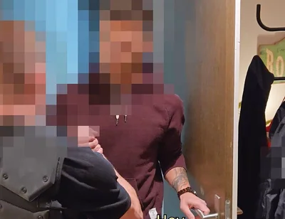 Part 1 - Straight Muscle Guy and Security Guard First Time Anal, Kissing and Blowjob While I Watch