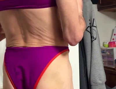 Crossdresser Cdmichelle Wearing Pink Bikini Got From Thrif Store