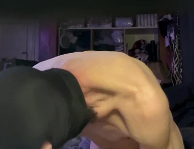 Crossdresser Michelle Wearing Black Bodysiit While Playing with Cock