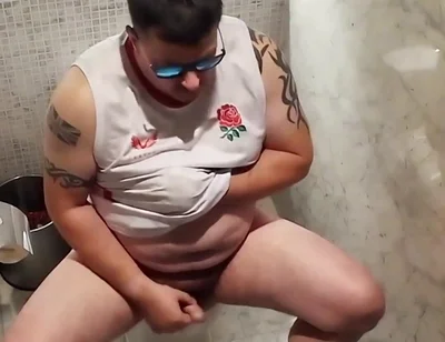 Toilet Cubicle Wank and Cum