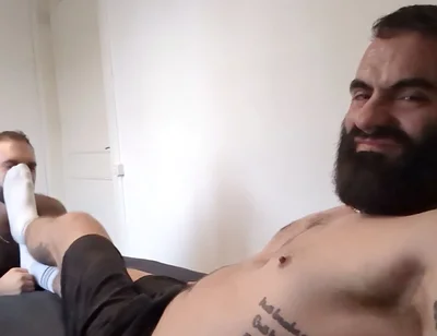 Bearded Master's Extreme Domination on Hairy Gorilla. Spit, Bondage, Rimming, Anal Training, Hummiliation.
