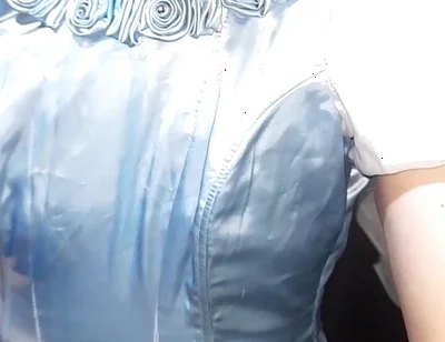 Crossdresser Cum Wearing Elegant Satin Ball Gown