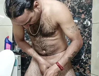 Indian Desi Man Enjoy Shower and Sucking