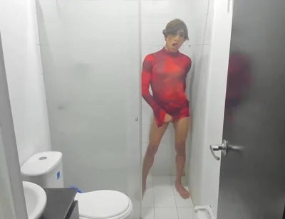Colombian Femboy Juicy Ass Twerk with Dildo in the Shower