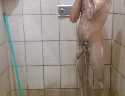 Me Taking a Shower with a Hard-on and Jerking off Until I Cum
