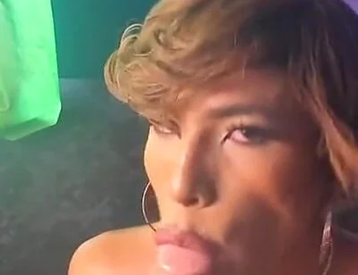 Femboy Gigi Prince Looks in the Mirror and Bounces Dildo in His Mouth and Ends up in His Throat