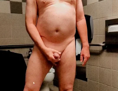American_nudist: Cumming in a Public Restroom