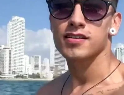 Tourist Exhibits Himself in a Jet Ski in the Sea on the Beaches of Cartagena