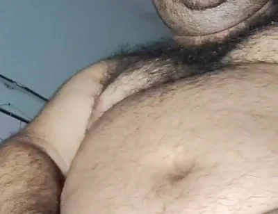 Fat Man Eating and Burping