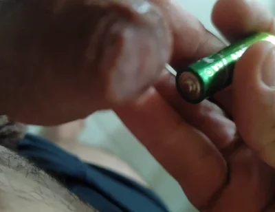 Inserting Electric Batteries Inside the Wet Dick