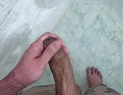 A Horny Young Man Cums in the Shower