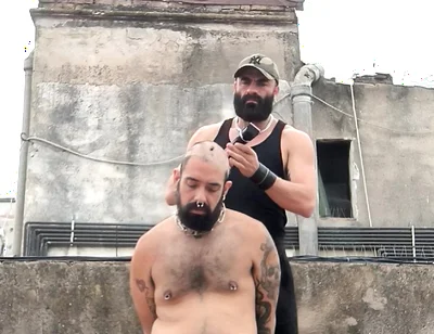 The Bearded Master Has a Hairy Pig Slave and Shaves Its Head.