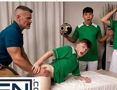 Jake Preston Gets An Unorthodox Massage From Landon Conrad That Ends With Hot Table Sex